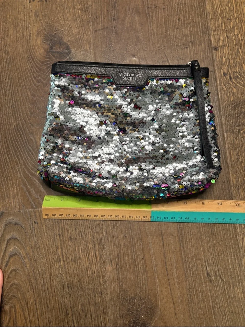 Victoria's Secret Black Trim Multicolor Sequin Cosmetic Bag. LNWOT